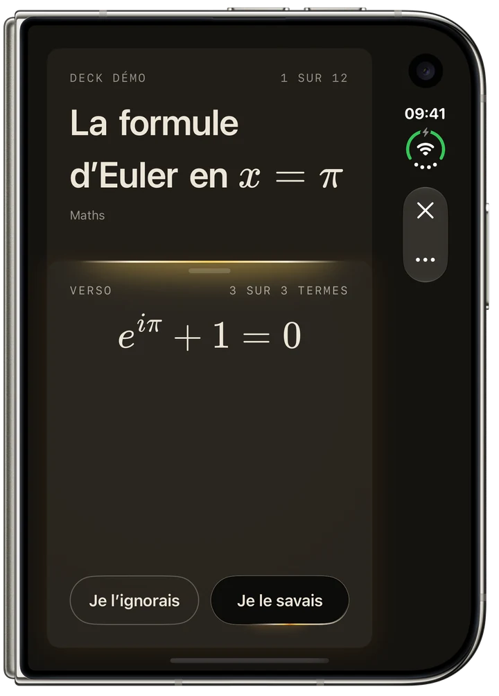 La formule d’Euler en pi : e puissance i pi, plus 1, égale 0.