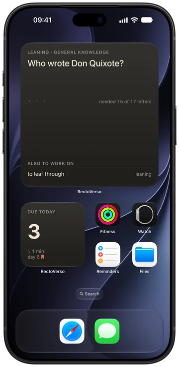 Widgets: what’s due, and the cards to work on